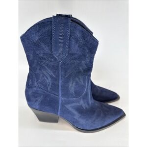 Dolce Vita Size 8 Women's Runa Western Boots,‎ Royal Blue Suede Whiskey Stitched
